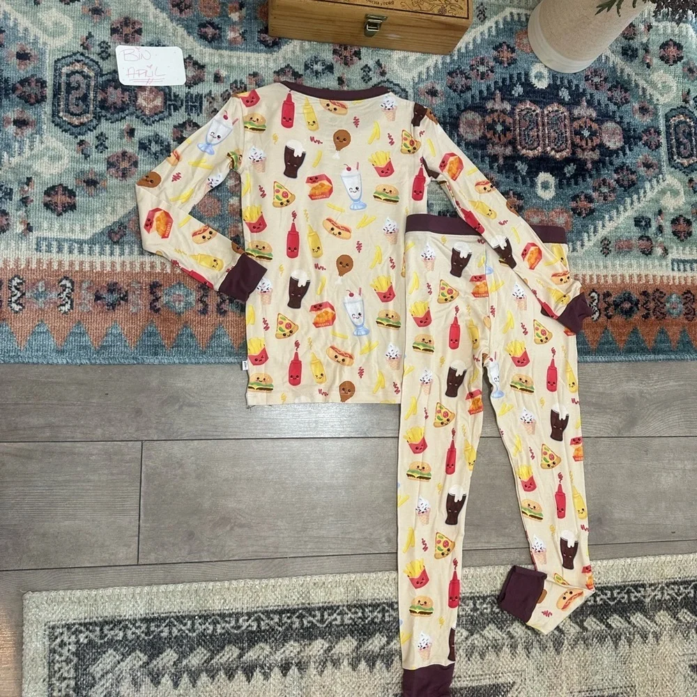 New Boutique Bamboo Bam & Stitch Kids Fast Food Pajamas Set Long Sleeve Size 5/6
